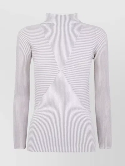 EMPORIO ARMANI FITTED STRIPED LONG SLEEVE KNIT TOP