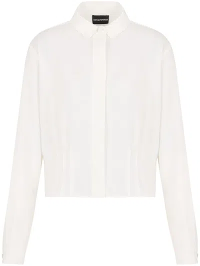 Emporio Armani Fitted-waist Club-collar Shirt In White