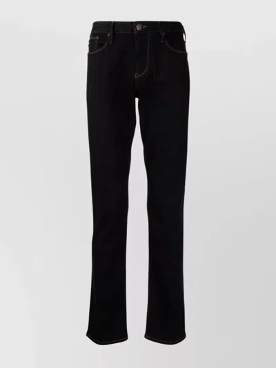 Emporio Armani Five Pocket Belt Loop Contrast Stitching In Black