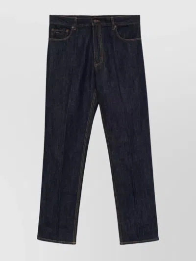 Emporio Armani Five-pocket Denim Cotton Jeans With Belt Loops In Blue Denim