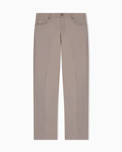 Emporio Armani J76 Straight Fit Five-pocket Trousers In Technical Cotton In Gray