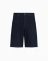 Emporio Armani Bermuda Denim Cotton Shorts In Blue