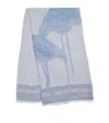 Emporio Armani Flamingo Jacquard Scarf In Blue