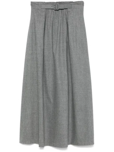 Emporio Armani Flannel Maxi Skirt In Grey