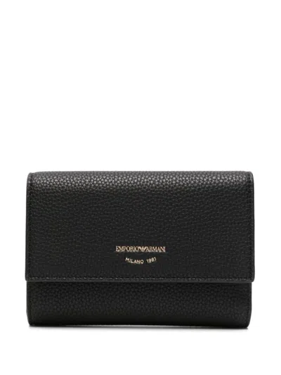 Emporio Armani Flap Bifold Wallet In Black