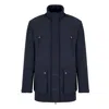 Emporio Armani Caban Stretch Nylon Blend Jacket In Blue