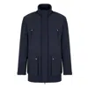 Emporio Armani Caban Stretch Nylon Blend Jacket In Blue