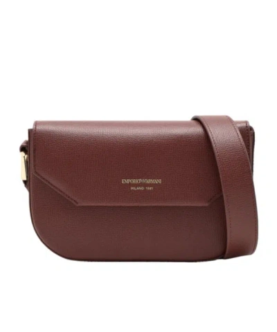Emporio Armani Flap-over Crossbody Bag In Burgundy Red