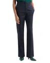 Emporio Armani Bootcut Couture Cotton Trousers In Navy