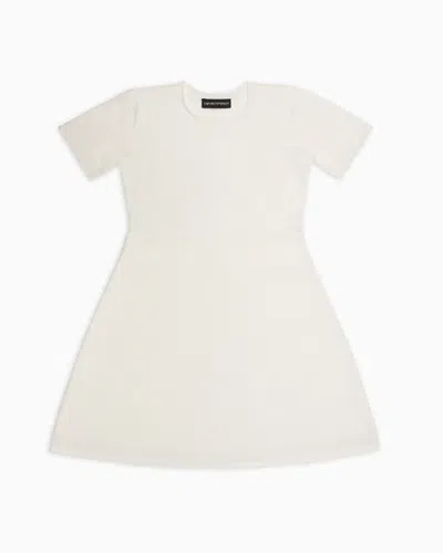 Emporio Armani Kids' Flared Dress In All-over Eagle Jacquard Knit