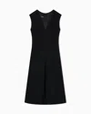 Emporio Armani Flared Dress In Bark-effect Fluid Crêpe In Black