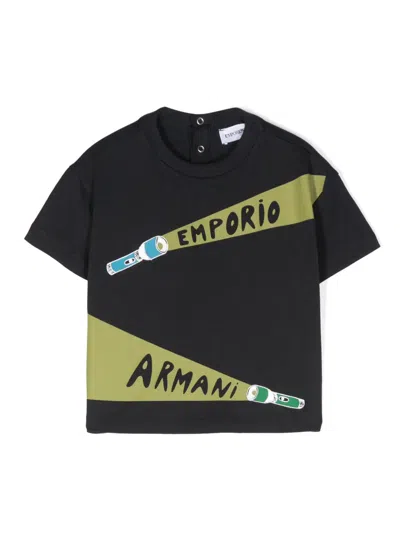 Emporio Armani Babies' Flashlight-print T-shirt In Blue