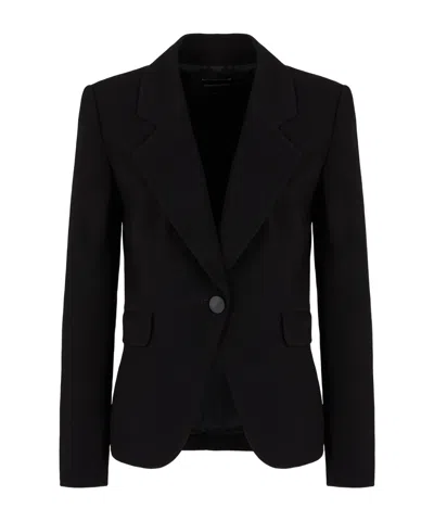Emporio Armani Flat Collar Suit Coat In Black
