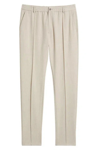 Emporio Armani Flat Front Mélange Stretch Gabardine Pants In Beige