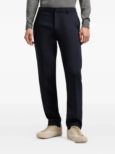 Emporio Armani Flat-front Tailored Trousers In Blue