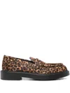 Emporio Armani Animal Print Low Block Heel Loafers In Brown