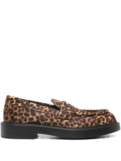 Emporio Armani Animal Print Low Block Heel Loafers
