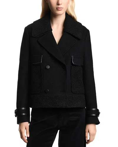 EMPORIO ARMANI FLEECE FAUX LEATHER TRIM JACKET