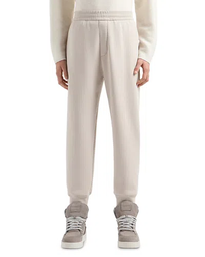 Emporio Armani Fleece Jogger Pants In Silver Cloud