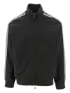 Emporio Armani Zippered High Collar Sweatshirt With Stripe Detailing In Grey