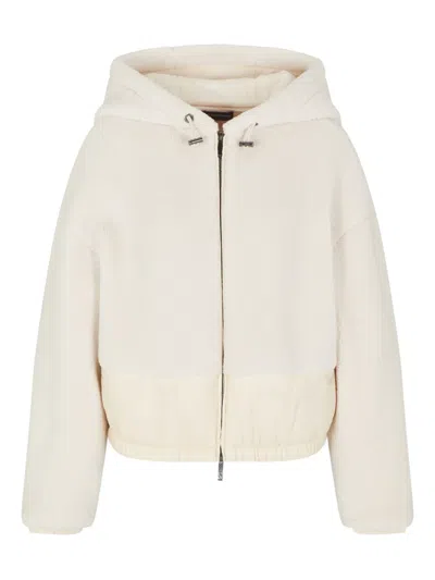EMPORIO ARMANI FLEECE-TEXTURE HOODED JACKET