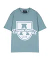 Emporio Armani Flocked-logo Cotton T-shirt In Blue