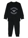 Emporio Armani Flocked-logo Cotton Tracksuit In Blue