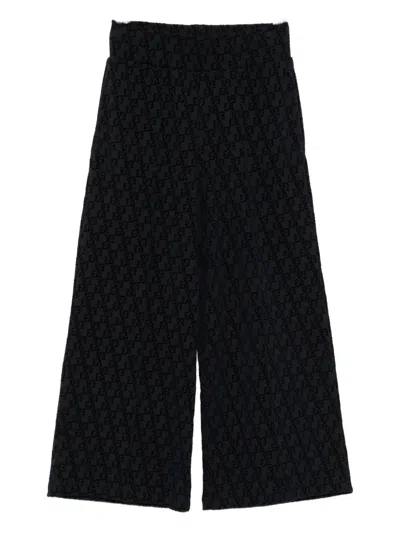Emporio Armani Kids' Flocked-logo Jersey Track Pants In Black