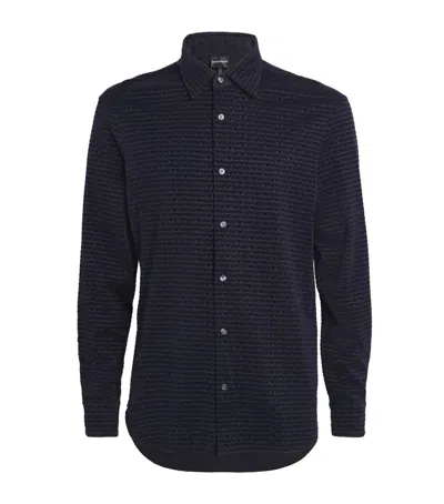 Emporio Armani Flocked Logo Shirt In Blue