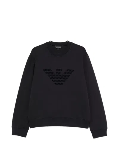 Emporio Armani Flocked Logo Sweatshirt In Black