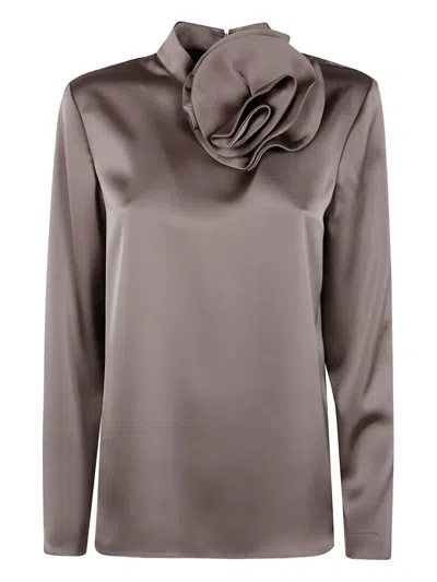 Emporio Armani Bow Collar Shirt In Burgundy