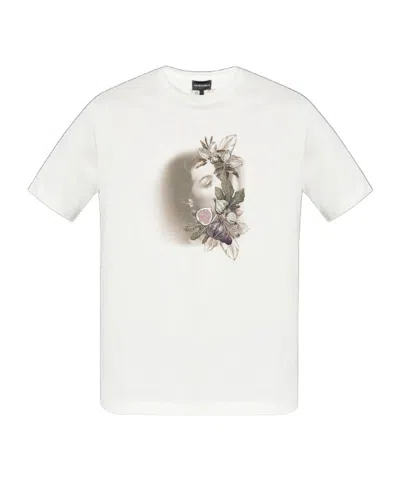 EMPORIO ARMANI FLORAL-EMBROIDERED PORTRAIT T-SHIRT