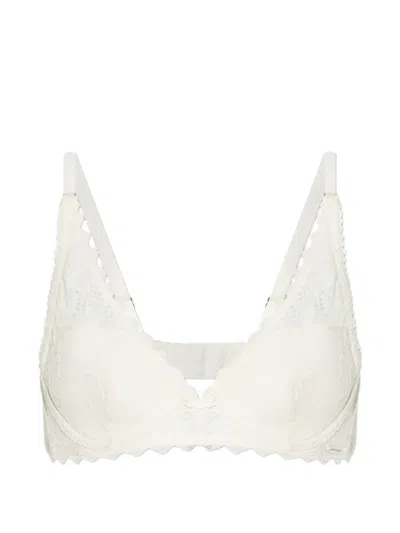 Emporio Armani Floral Lace Bra In Neutral