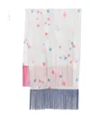 Emporio Armani Fringe Detail Lightweight Fabric Scarf In White