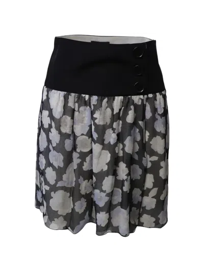 Pre-owned Emporio Armani Floral-print Mini Skirt In Black