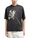 Emporio Armani Asv Lyocell Blend Jersey Oversized T-shirt With Lily Print In Bristol Black