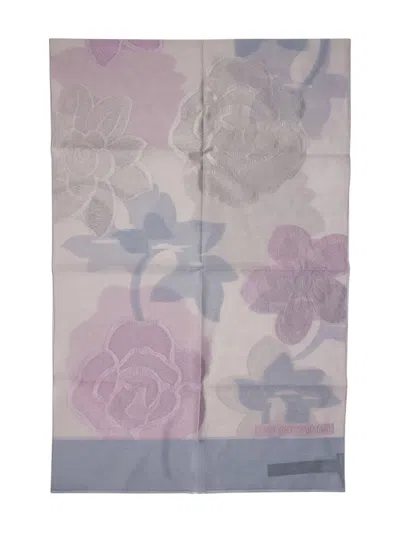 Emporio Armani Floral-print Scarf In Purple