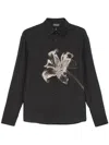 Emporio Armani Asv Lyocell Blend Shirt With Lily Print In Black