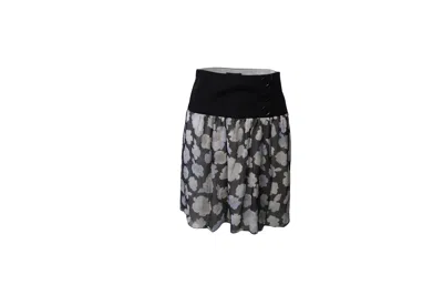 Emporio Armani Floral Skirt In Multicolor Silk In Black