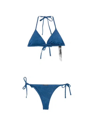 Emporio Armani Beachwear Set Triangle Top Low Rise In Blue