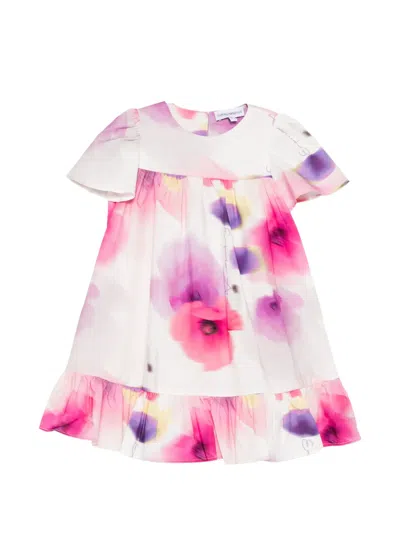 Emporio Armani Babies' Floral-print Ruffled Dress In Pink