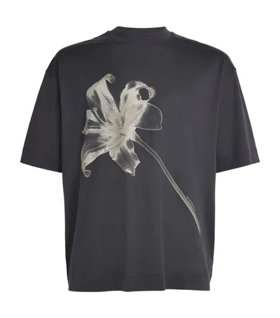 Emporio Armani Flower Graphic T-shirt In Blue
