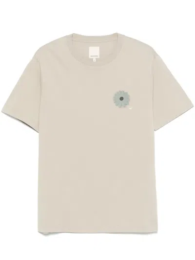 Emporio Armani Flower-print T-shirt In Neutrals