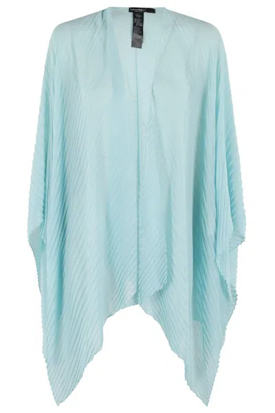 Emporio Armani Flowing Oversized Poncho With Pleats In Green