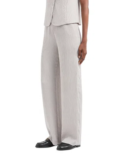 Emporio Armani Fluid Cannette Ribbed Trousers In Flint Grey