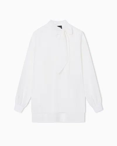 Emporio Armani Fluid Crêpe Blouse With Foulard Collar In White