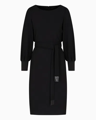 Emporio Armani Fluid Crêpe Dress With Belt In Black