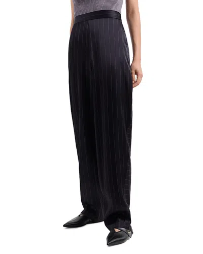 Emporio Armani Fluid Pinstripe Trousers In Blue