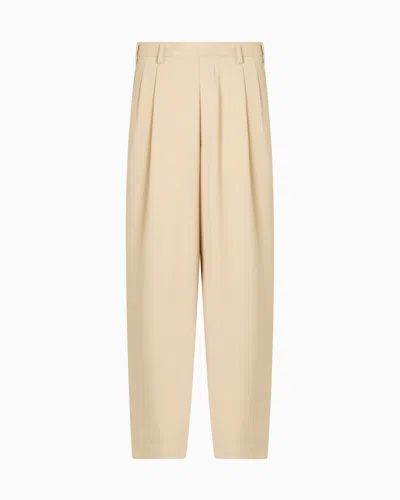 Emporio Armani Fluid Sandblasted Fabric Trousers With Pleats