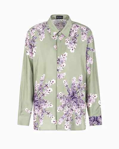 EMPORIO ARMANI FLUID VISCOSE SHIRT WITH A FLORAL PRINT